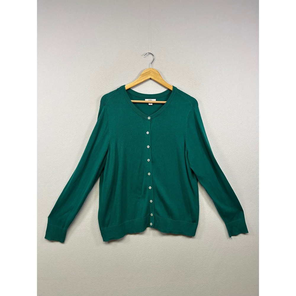 Croft & Barrow Classic Preppy Women Large Green Button Front Cardigan